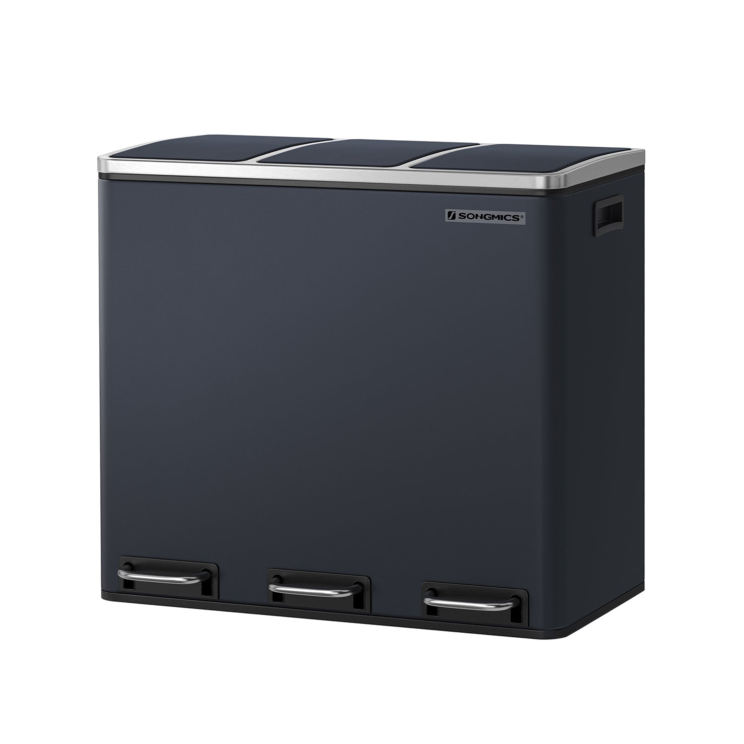 Müllbehälter - Abfalltrennung - 3 innere Eimer - 54 Liter - Silber