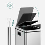 Müllbehälter - Abfalltrennung - 3 innere Eimer - 54 Liter - Silber