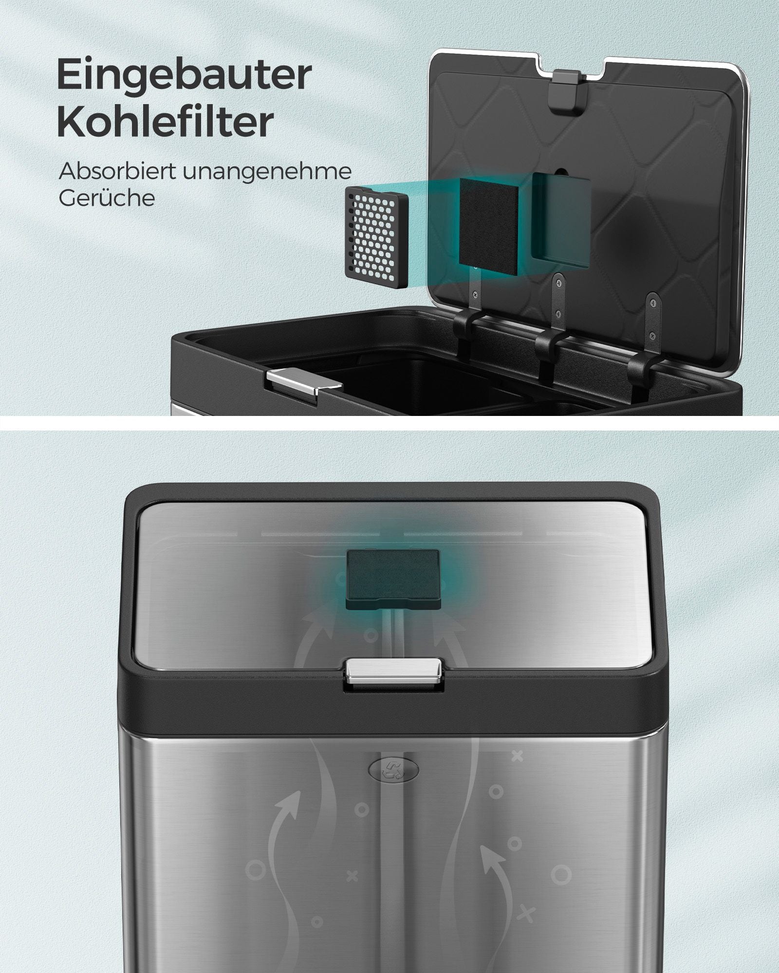 Küche Prullen -Behälter mit Pedal- und 3 Fächern