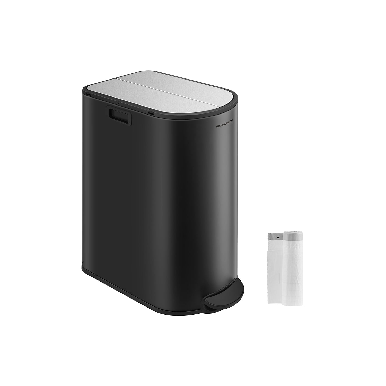 Abfalltrennsystem - mit 2 Kompartimenten - metallisches Silber