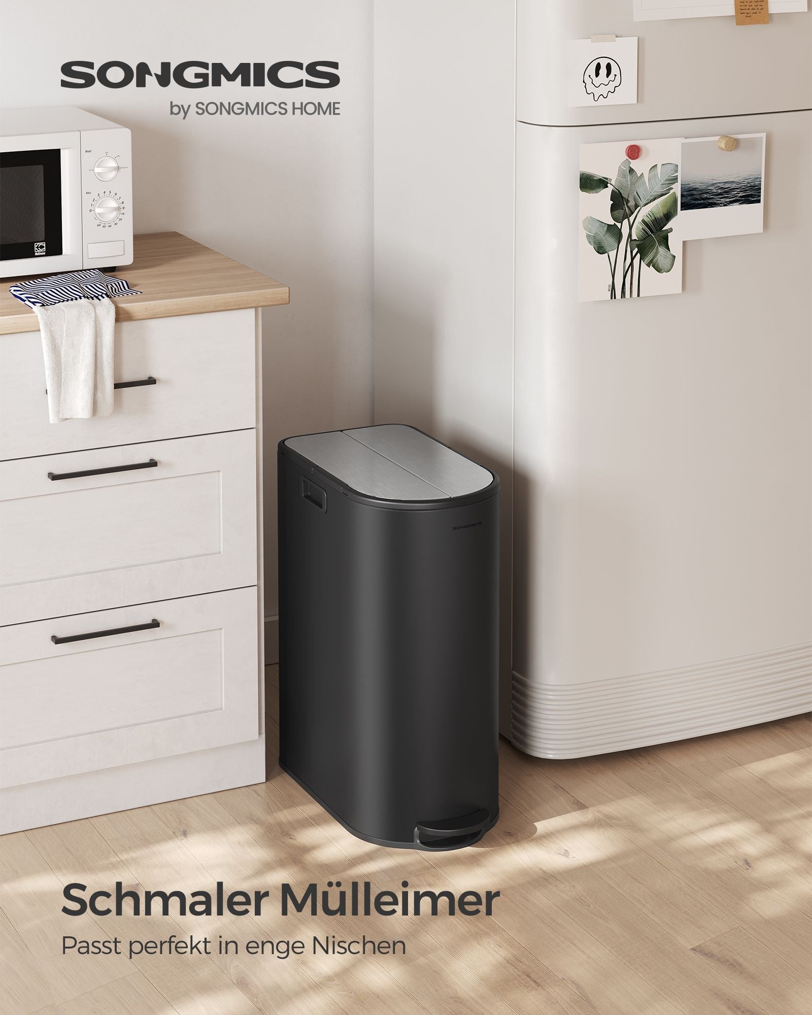 Abfalltrennsystem - mit 2 Kompartimenten - metallisches Silber