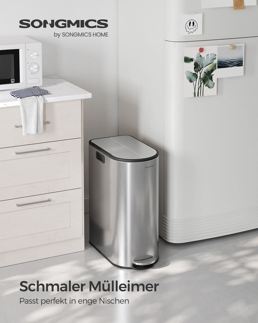 Abfalltrennsystem - mit 2 Kompartimenten - metallisches Silber