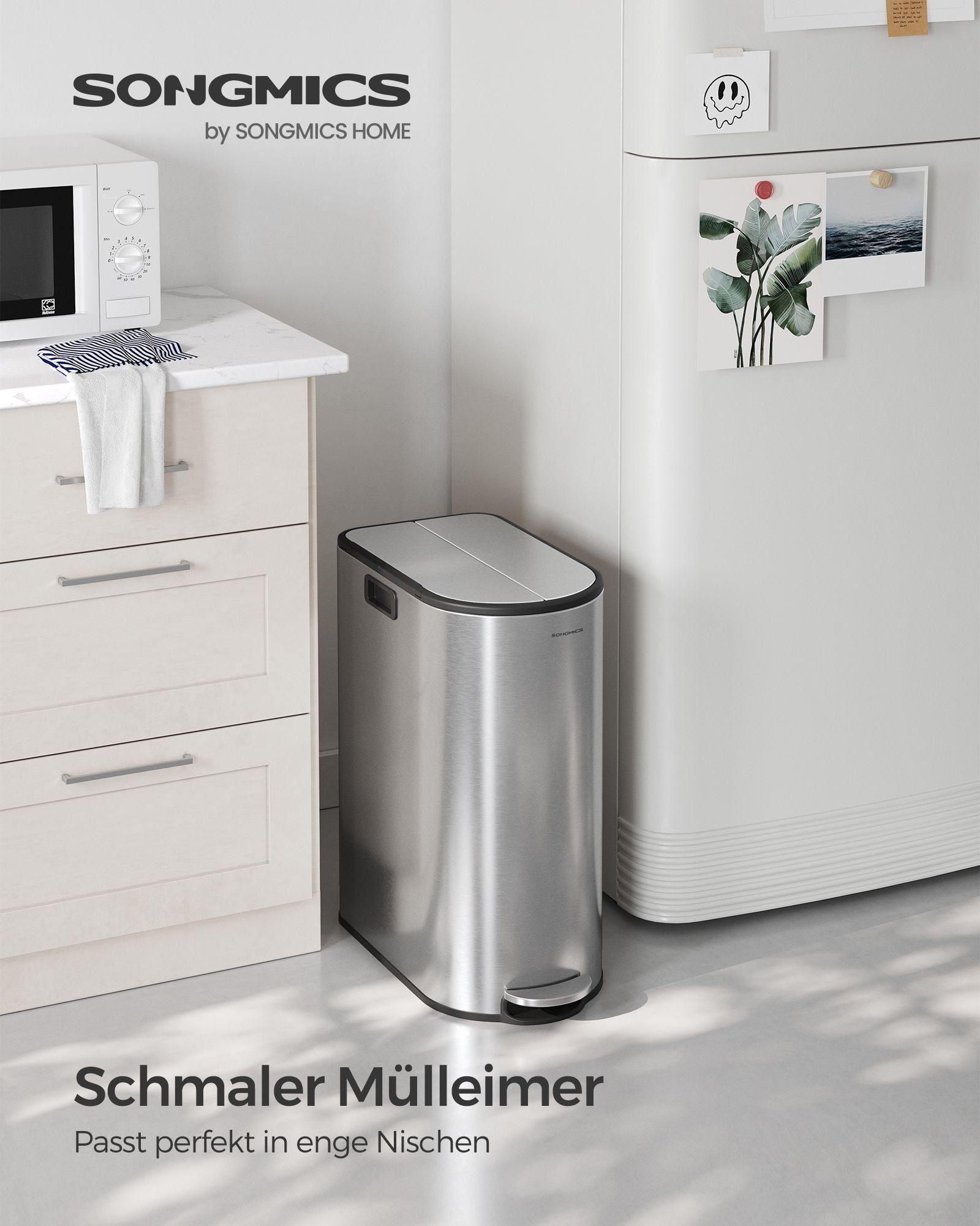 Abfalltrennsystem - mit 2 Kompartimenten - metallisches Silber