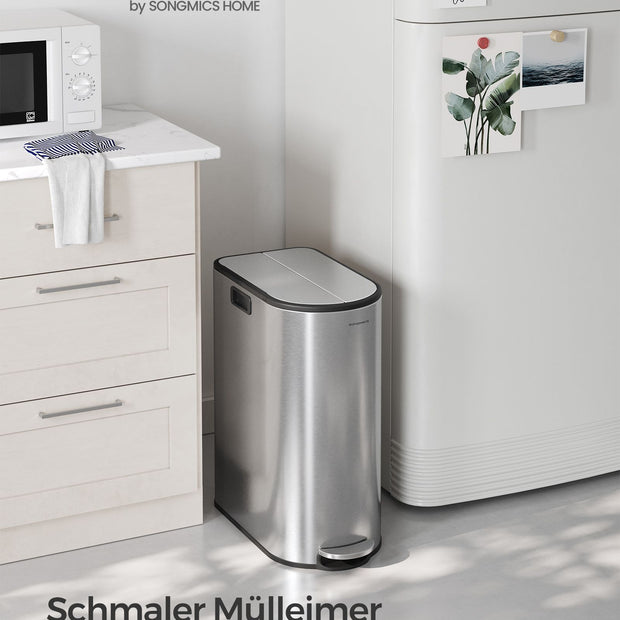 Abfalltrennsystem - mit 2 Kompartimenten - metallisches Silber