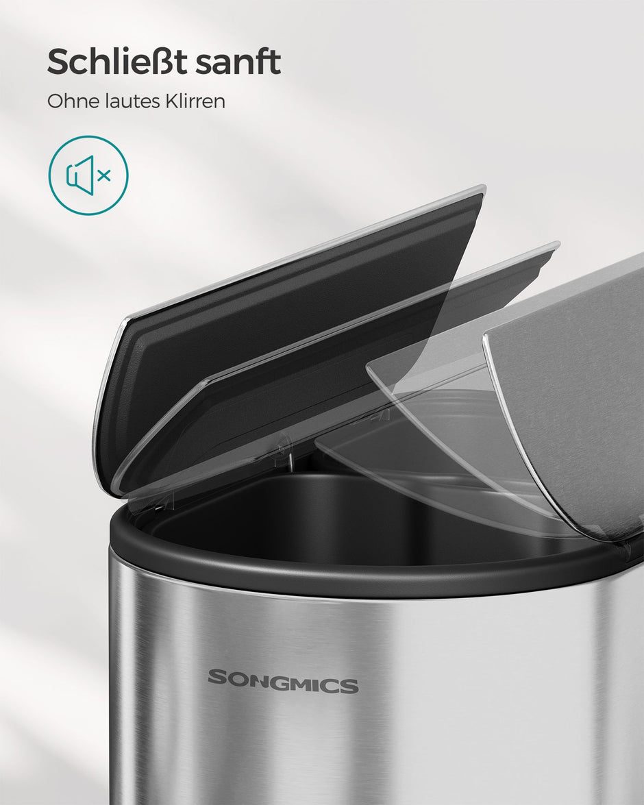 Abfalltrennsystem - mit 2 Kompartimenten - metallisches Silber