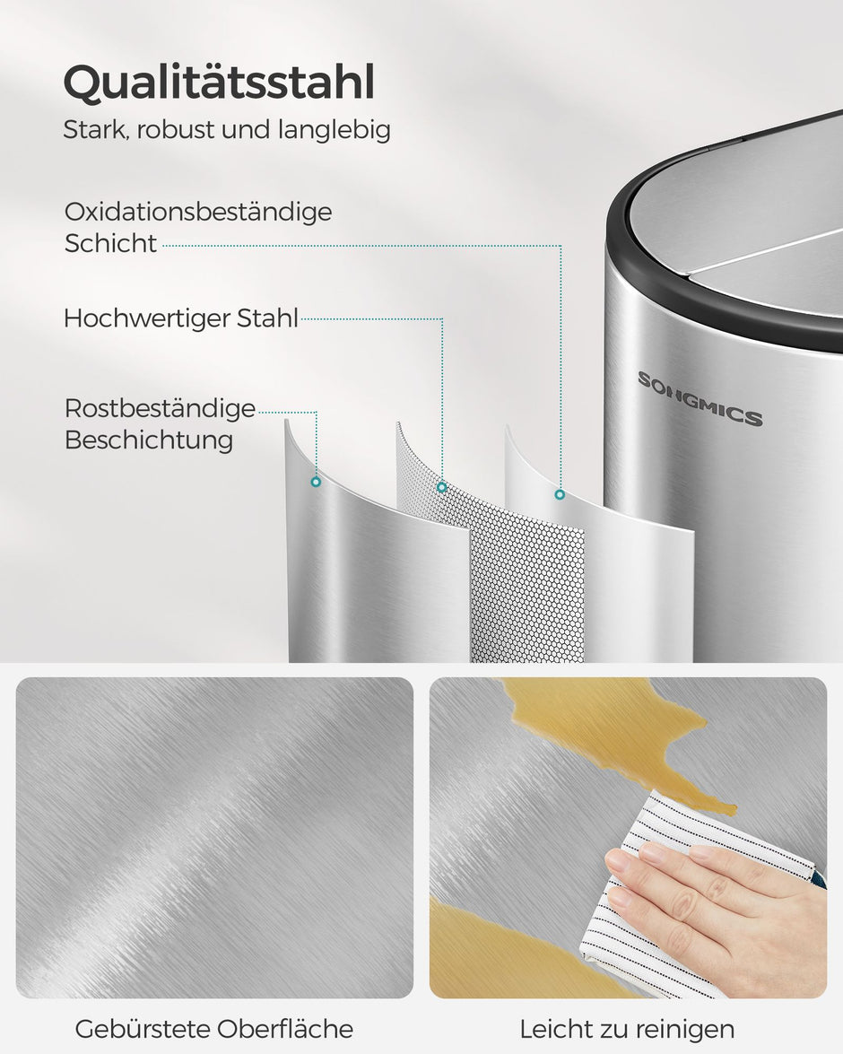 Abfalltrennsystem - mit 2 Kompartimenten - metallisches Silber