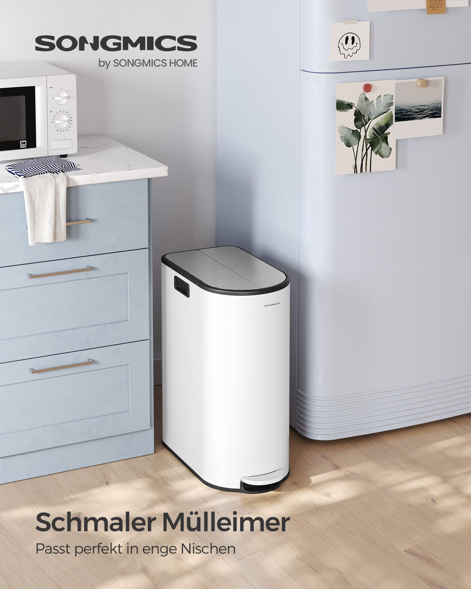 Abfalltrennsystem-2 Kompartimente-Wolkwit-Metall-Silber