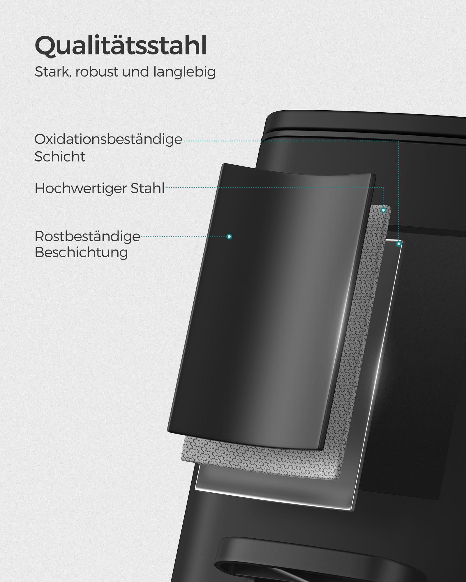 Kosmetikbox - mit Pedal - Schwarzer Stahl
