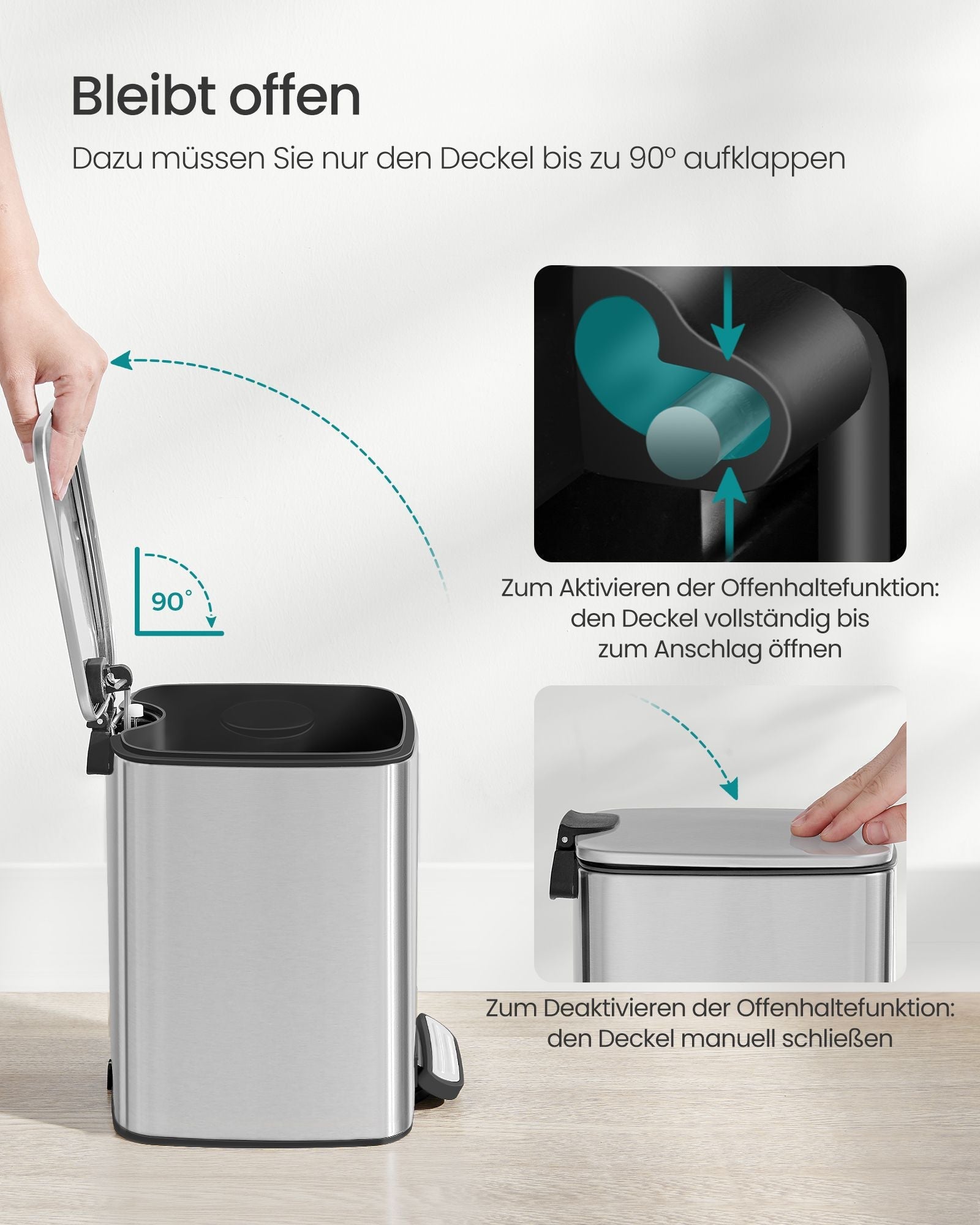 Kosmetikbox - mit Pedal - Schwarzer Stahl