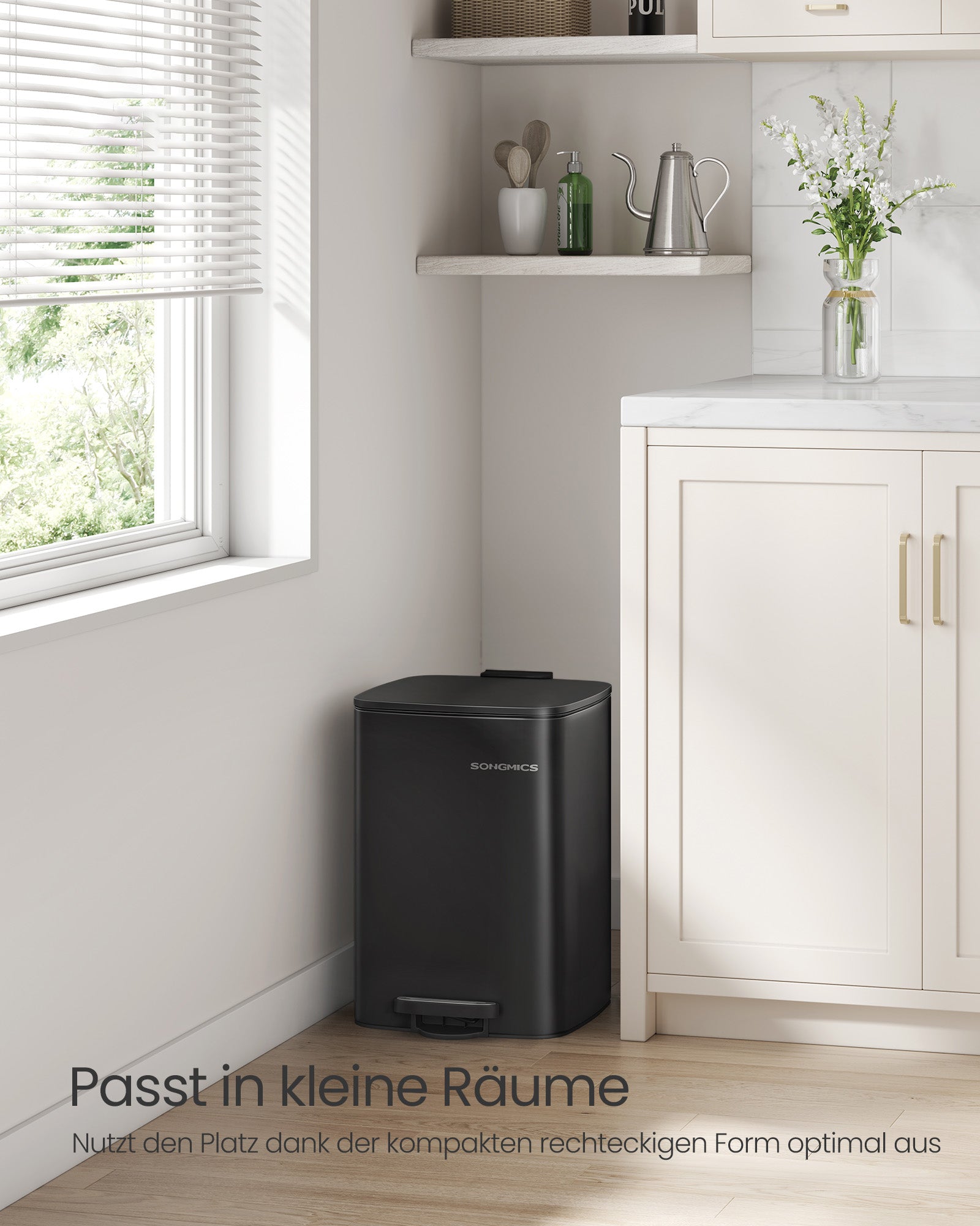 Müllbehälter 20 Liter aus Tinte -Schwarz -Stahl hergestellt