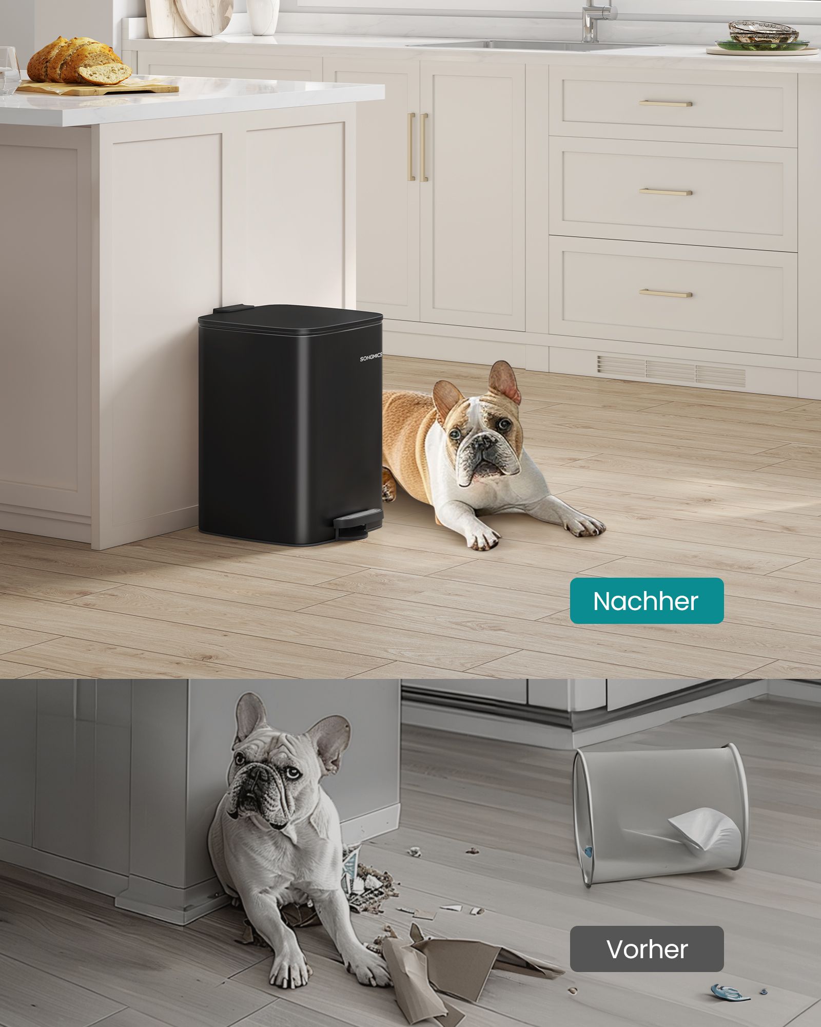 Müllbehälter 20 Liter aus Tinte -Schwarz -Stahl hergestellt