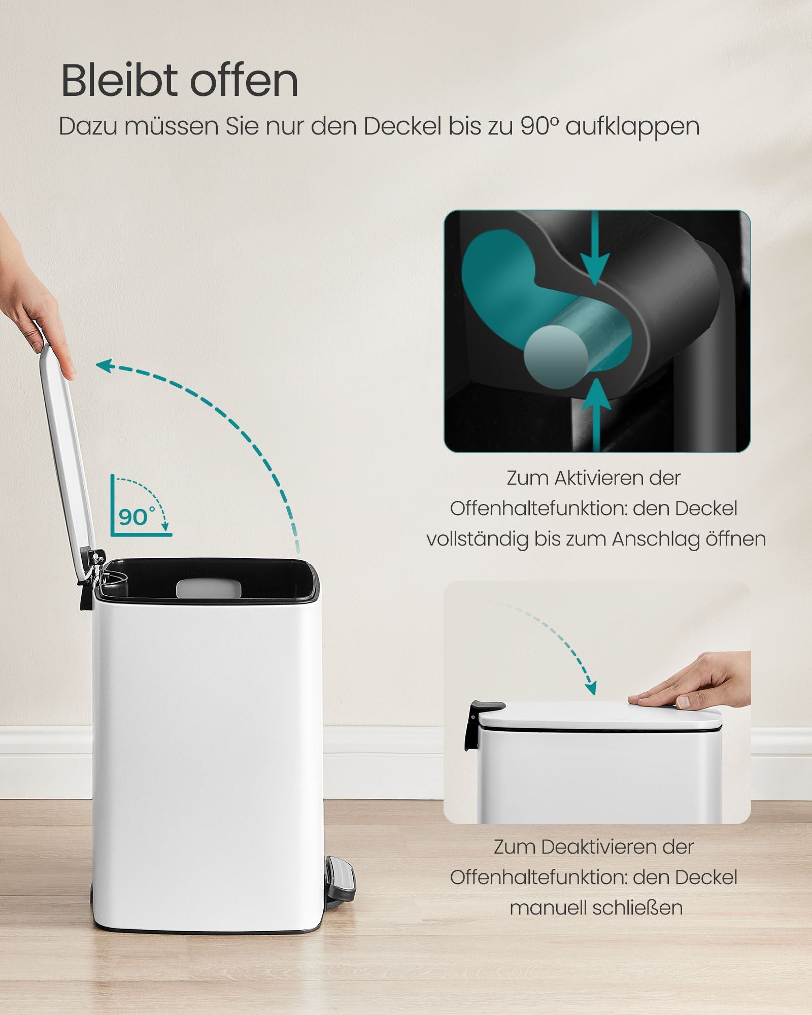 Mülldose 20 Liter aus Wolken aus weißem Stahl bestehen