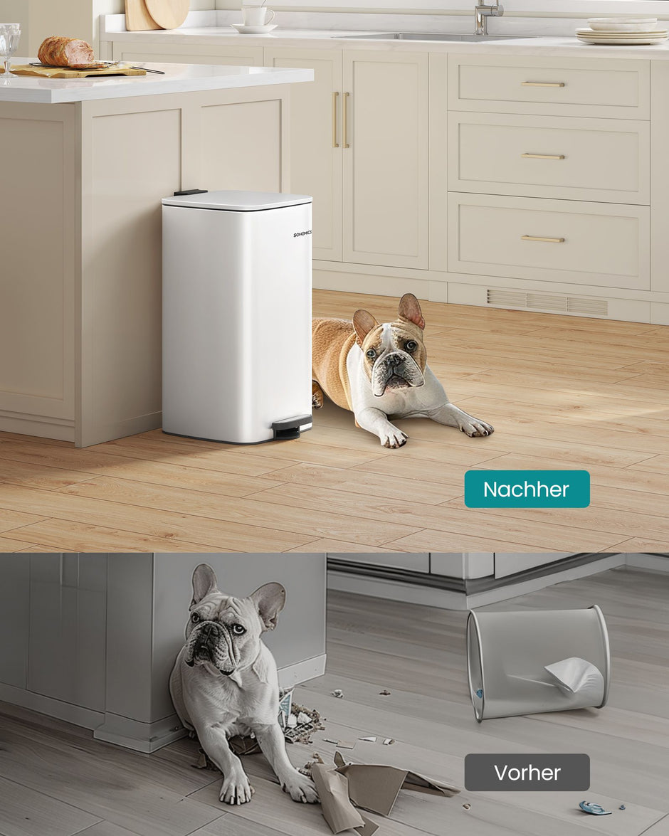 Mülldose 30 Liter aus Wolken aus weißem Stahl bestehen