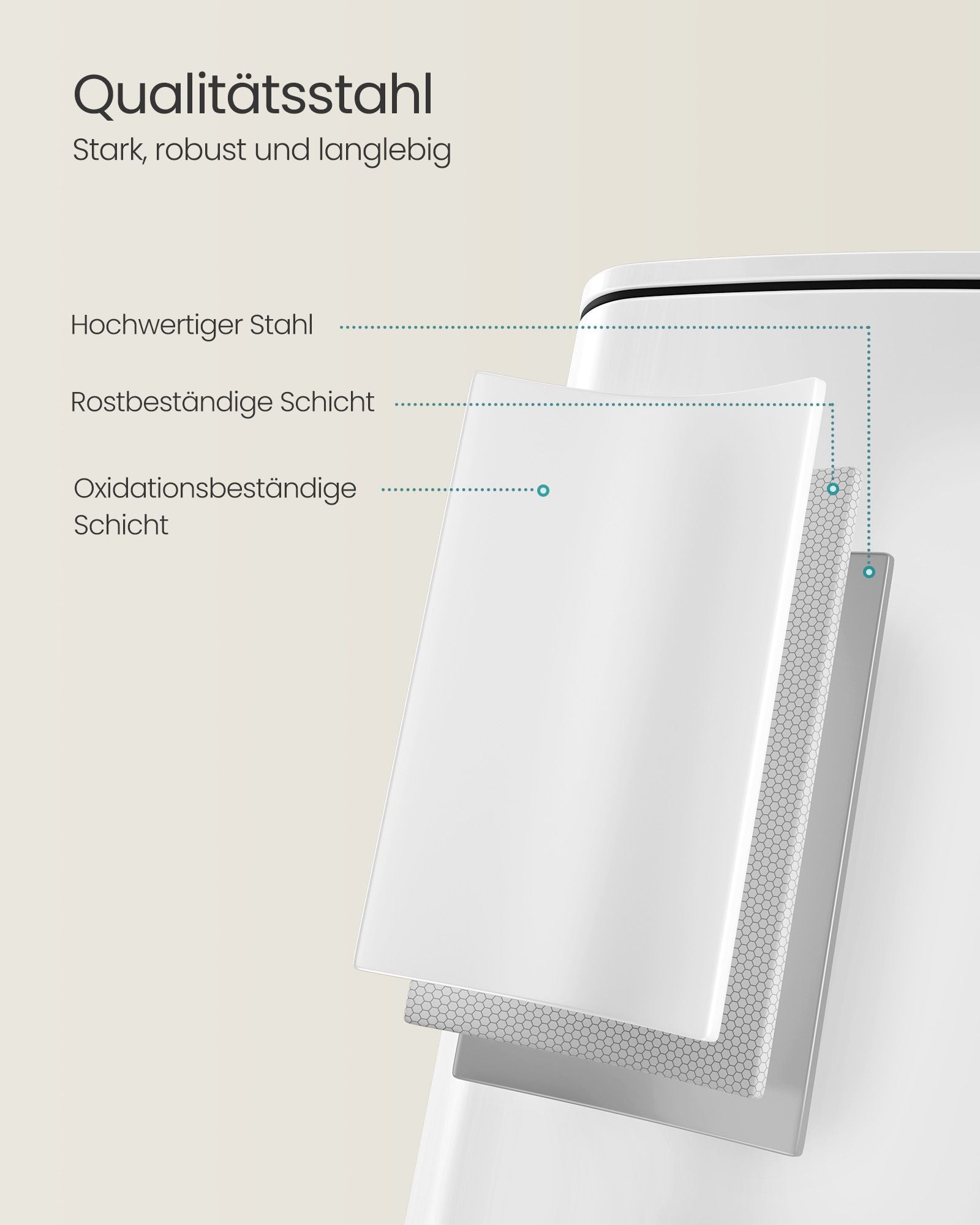 Mülldose 30 Liter aus Wolken aus weißem Stahl bestehen