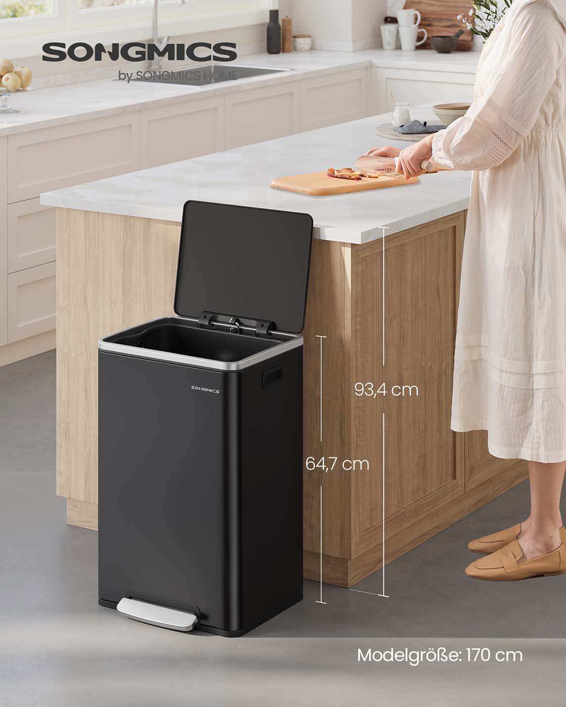 Mülleimer 50 l mit Deckel recyceln und Tintenblack verhandeln