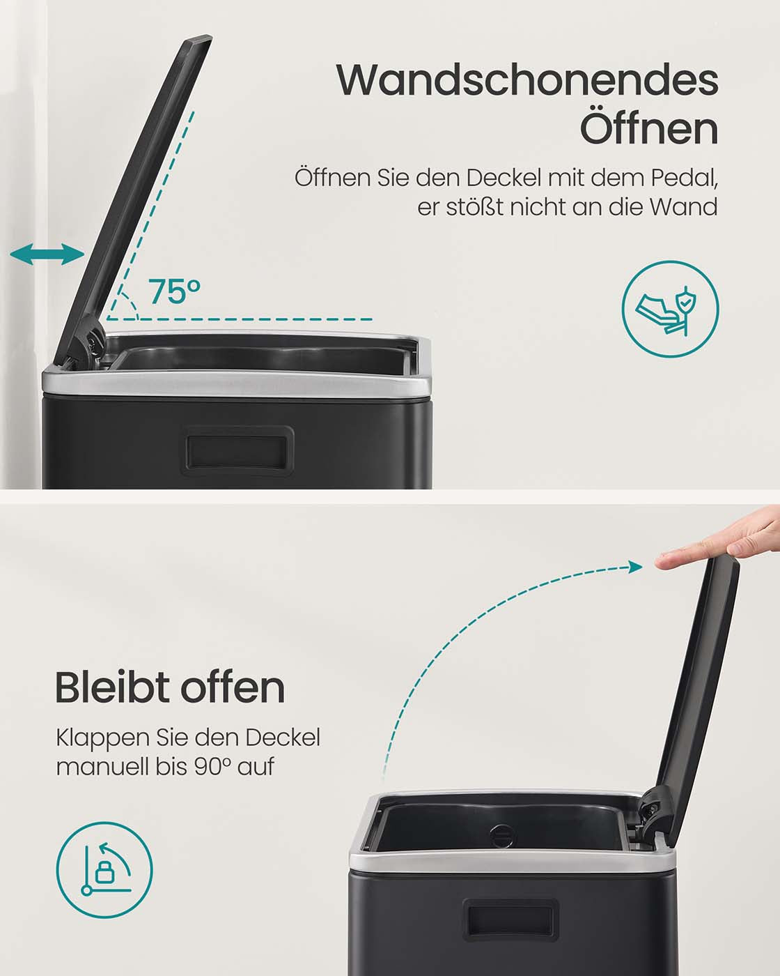 Mülleimer 50 l mit Deckel recyceln und Tintenblack verhandeln