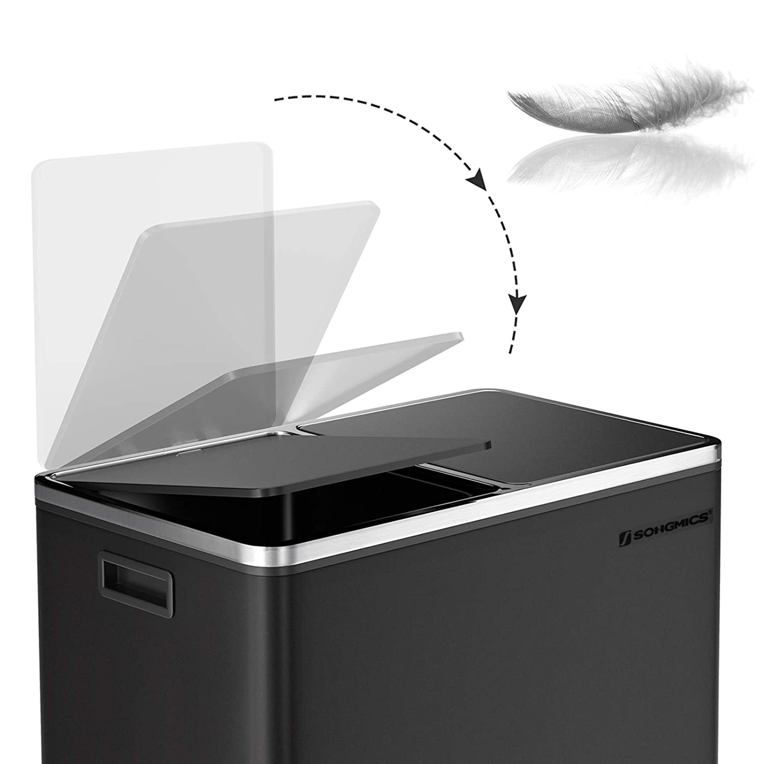 Müll - mit Pedal - 2 Kompartimente - Abnehmbare innere Eimer - schwarz