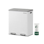 Abfallbehälter - mit 2 Kursen - 2 x 30 l - Softclose - Pedal - Weiß