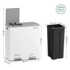 Abfallbehälter - mit 2 Kursen - 2 x 30 l - Softclose - Pedal - Weiß