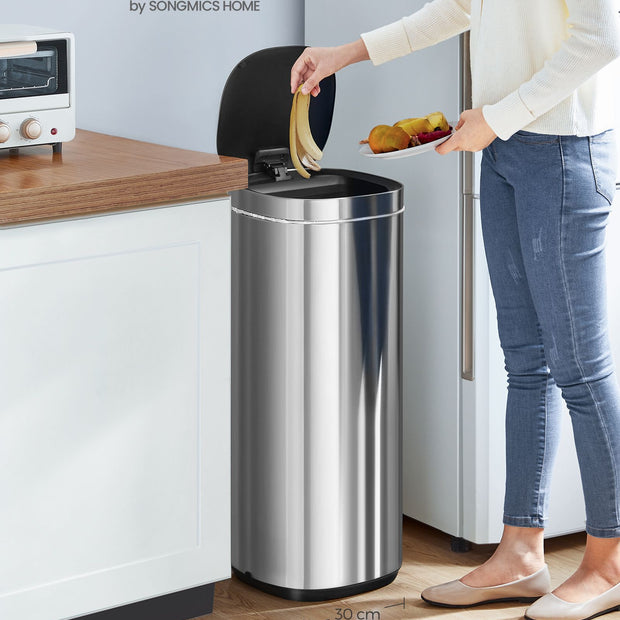 Müllbehälter - mit Bewegungssensor - Küche - 50 l - Silber