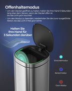 Müllbehälter - mit Bewegungssensor - Küche - 50 l - Silber