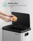 Müllbehälter mit Bewegungssensor aus Stahl metallisch Silber