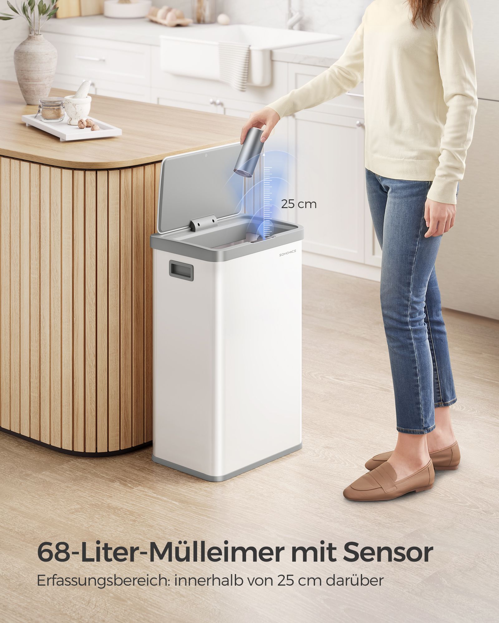 Müllbehälter mit Bewegungssensor aus Staalwolkwit