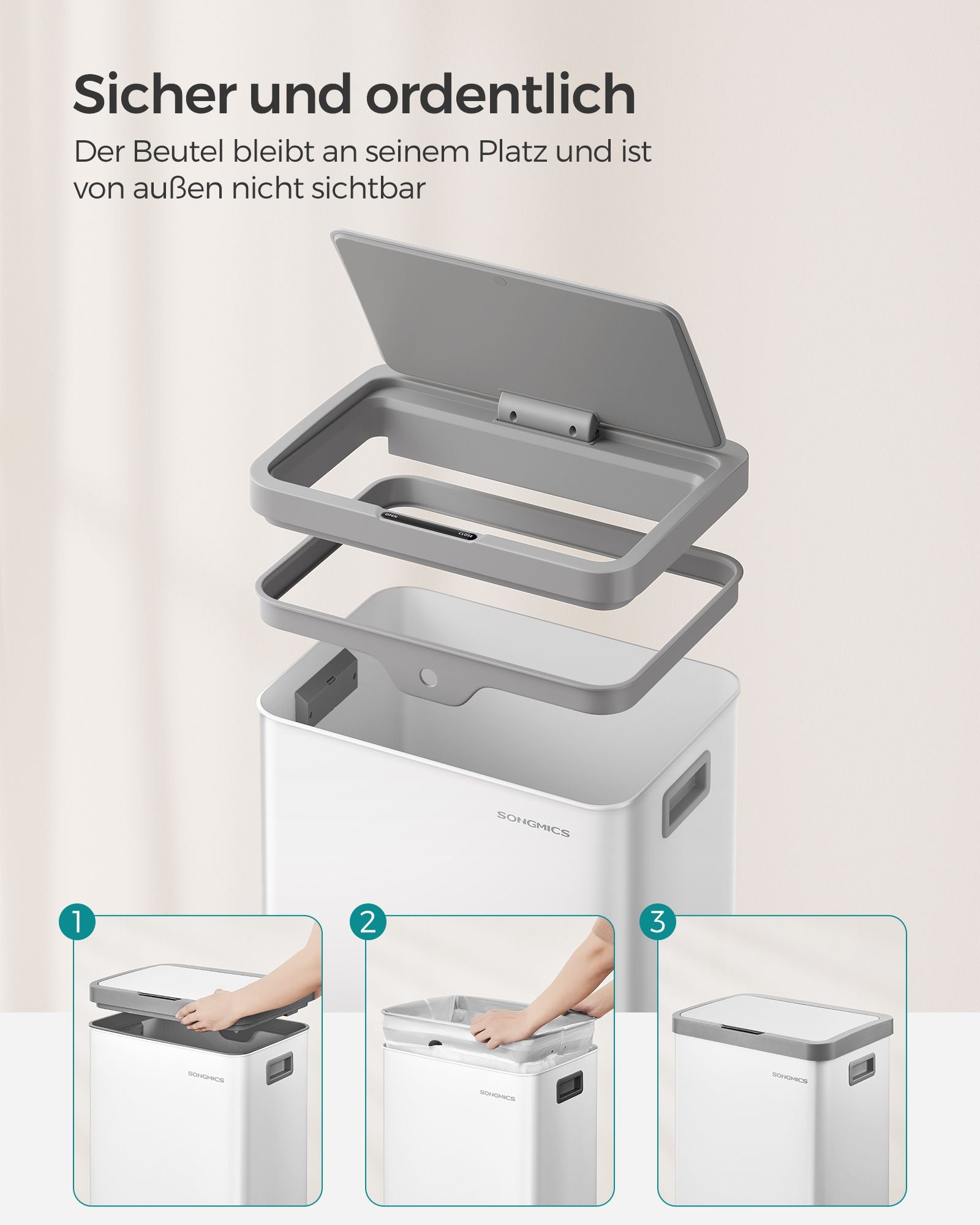 Müllbehälter mit Bewegungssensor aus Staalwolkwit