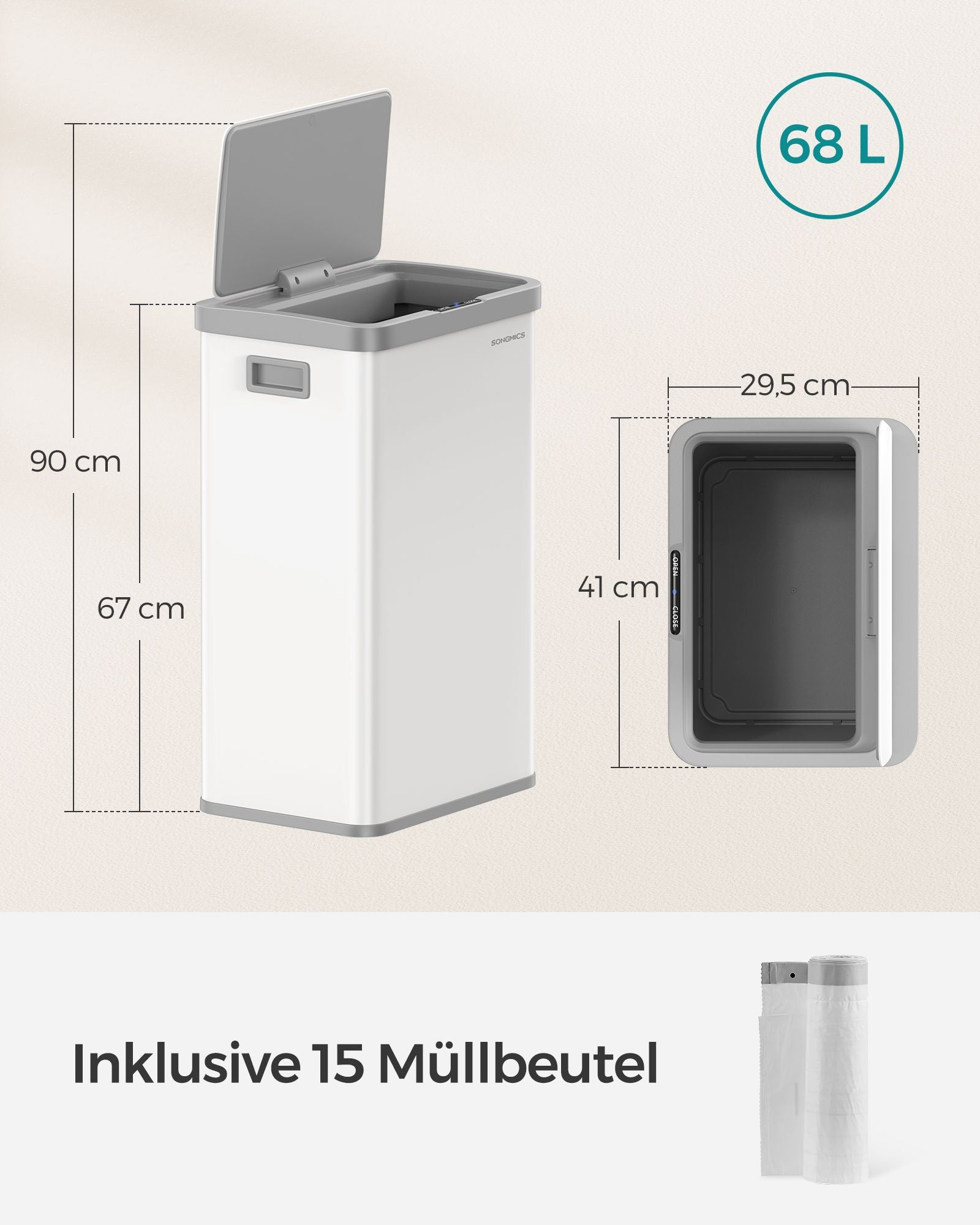 Müllbehälter mit Bewegungssensor aus Staalwolkwit