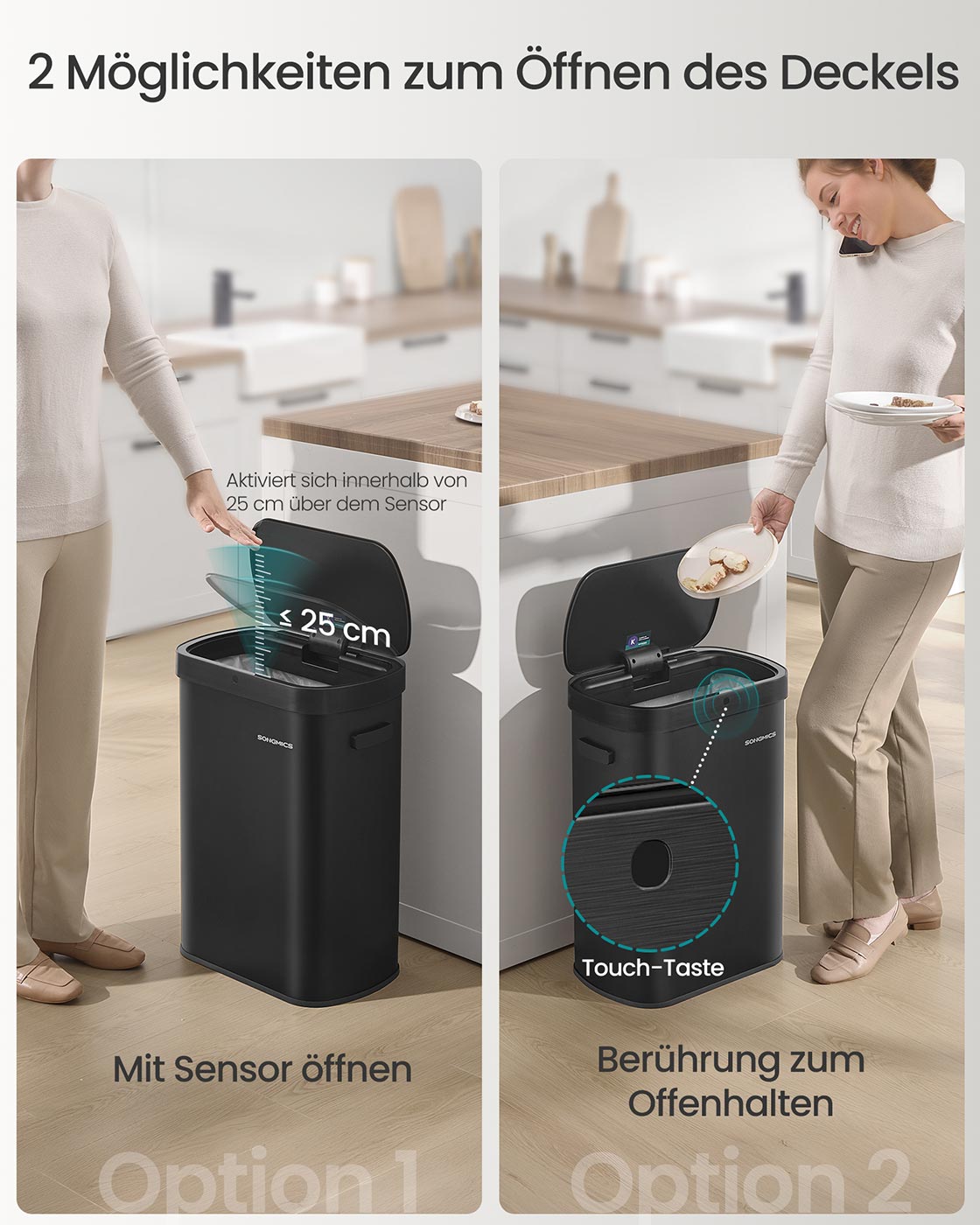 Mülldose - automatisch - Sensor - Soft -Close Deckel - Stahl