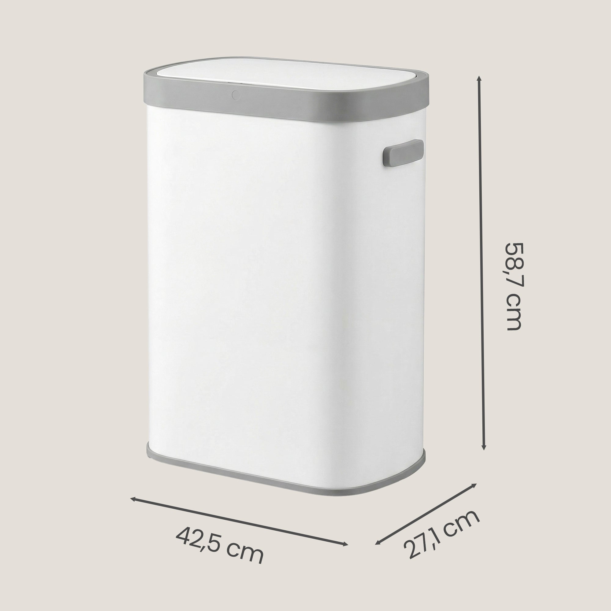 Sensor Prullenbak - 50 Liter - Soft-Close Deksel - Staal - Wit
