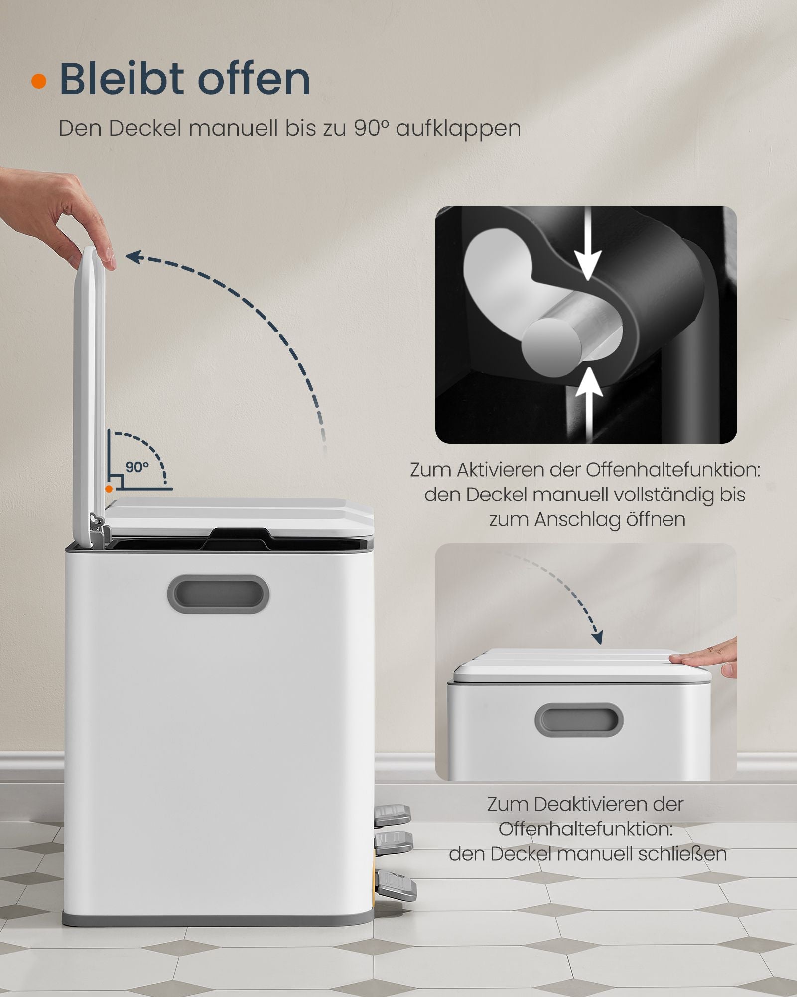 Küche Prullen -Mülleimer 3 x 15 l Bockets Wolkwit