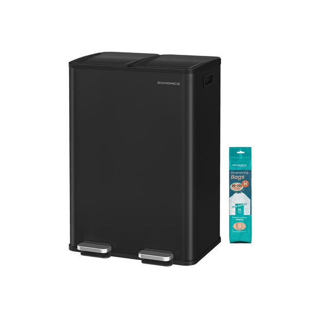 Küche Prullen Bin - 2 Fächer - Soft -Close Deckel - Stahl