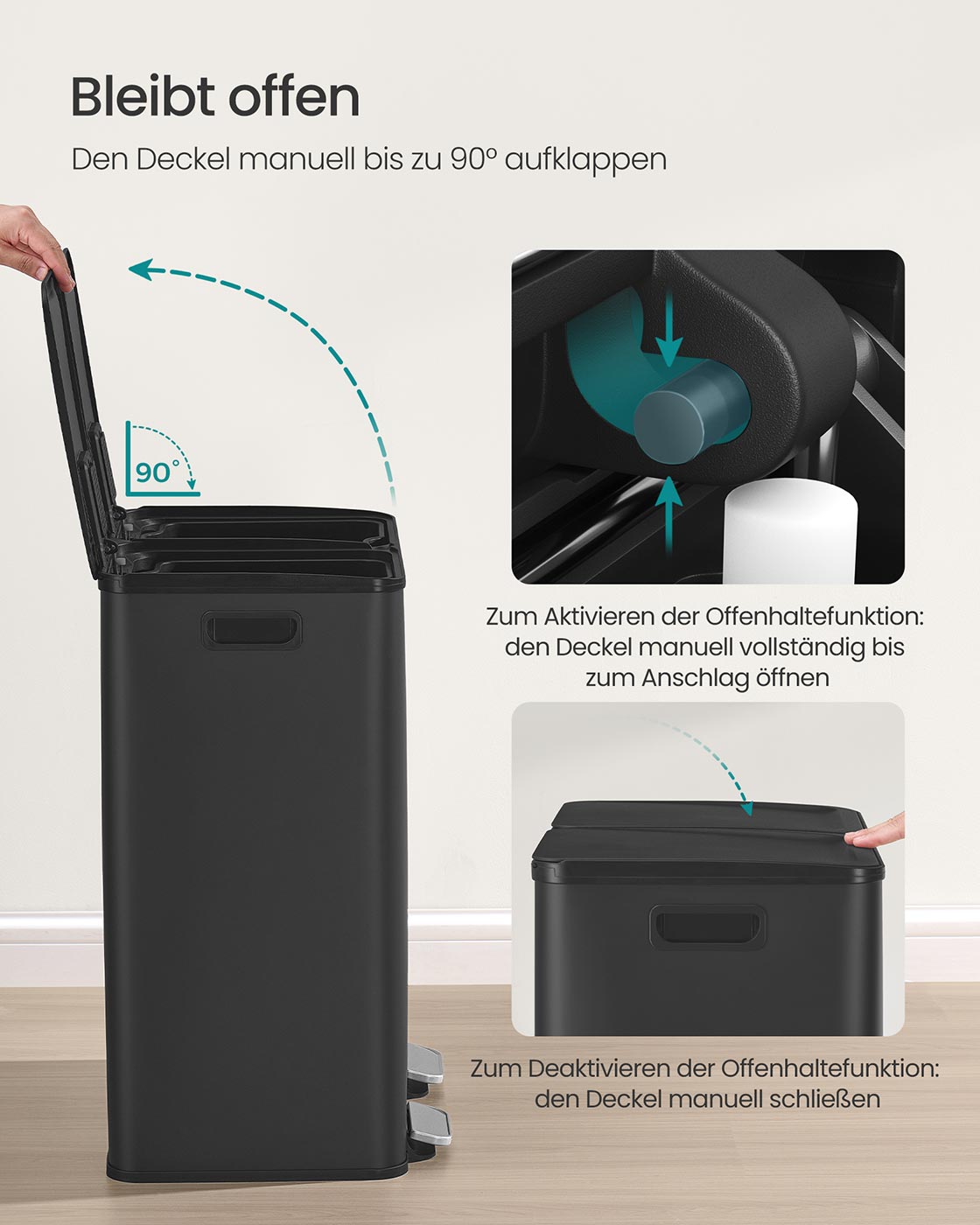 Küche Prullen Bin - 2 Fächer - Soft -Close Deckel - Stahl
