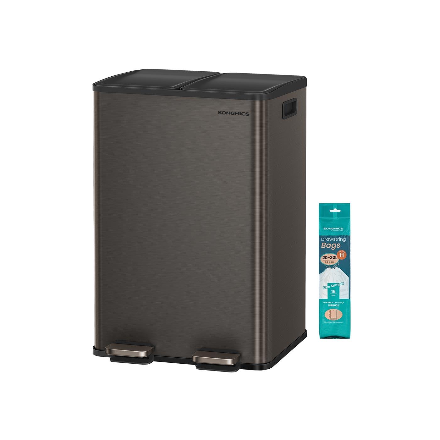 Küche Prullen Bin - 2 Fächer - Soft -Close Deckel - Stahl