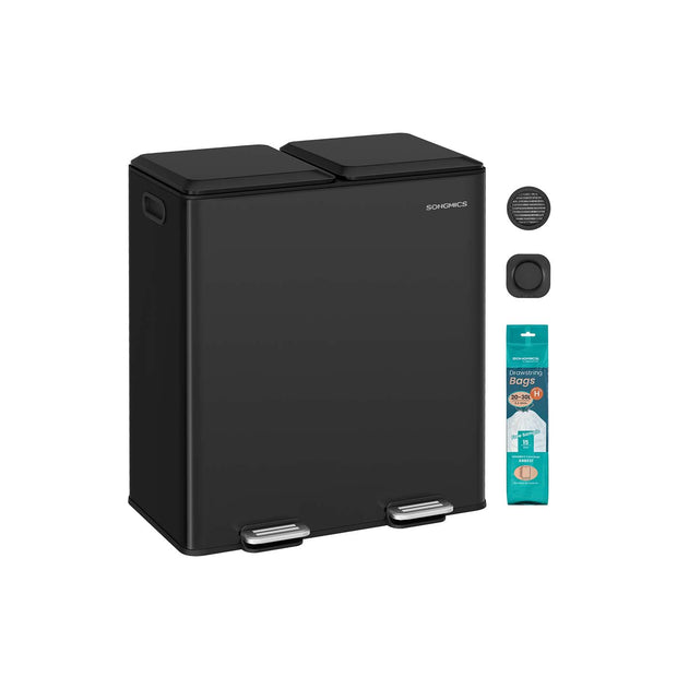 Prullenbak met 2 x 30 L compartimenten – Softclose deksel – Uitneembare binnenemmers