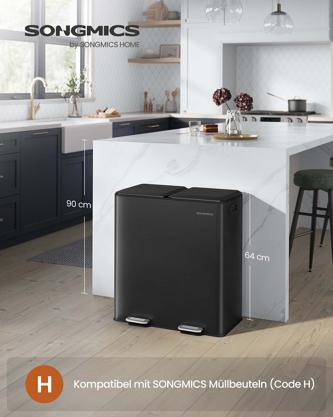 Prullenbak – 2 Compartimenten – Softclose Pedaal en Binnenemmers – Keuken