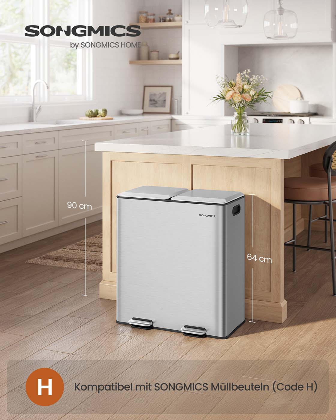 Prullenbak – 2 Compartimenten – Softclose Pedaal en Binnenemmers – Keuken