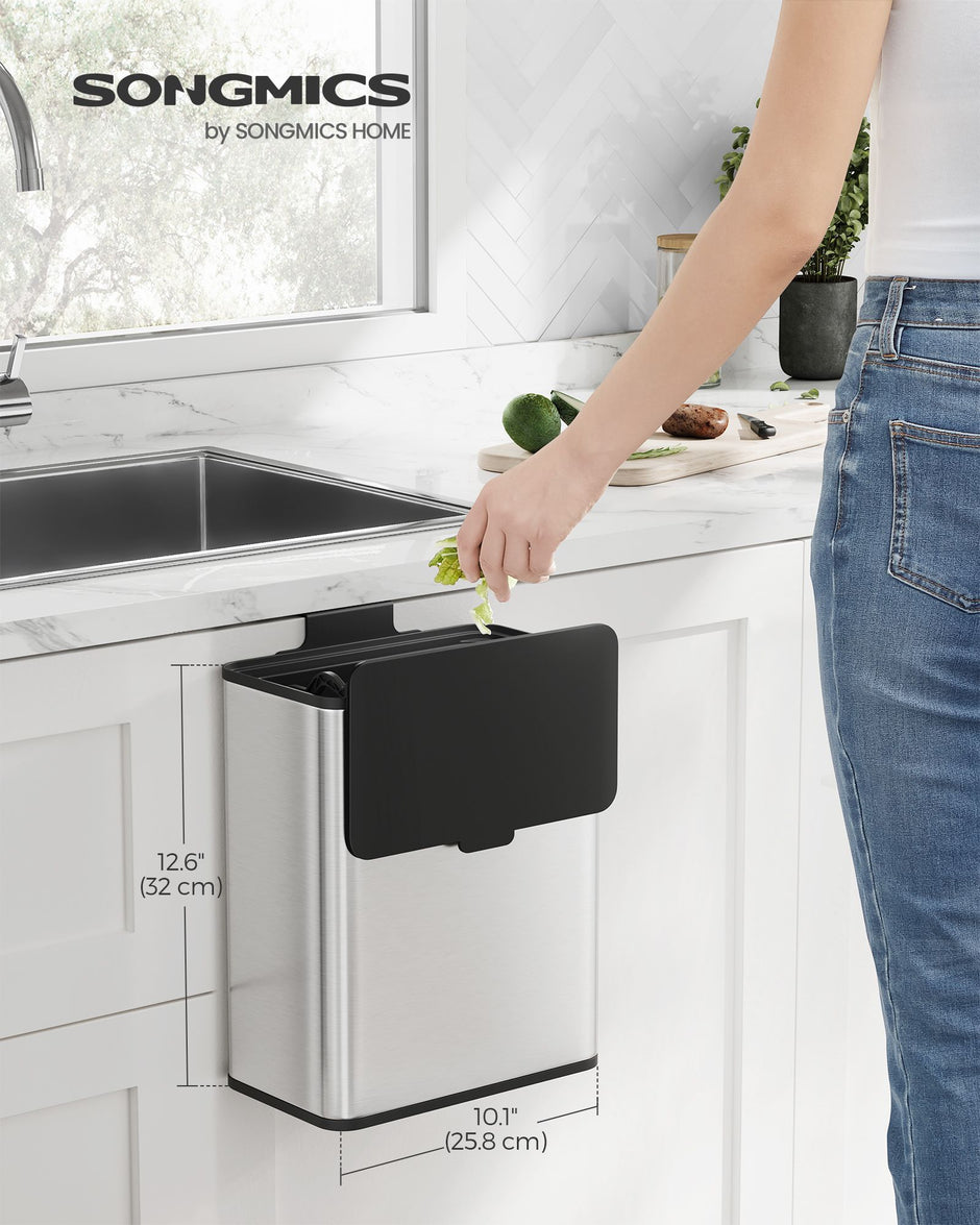 Müllbehälter mit Deckel für organische Abfälle aus Metall