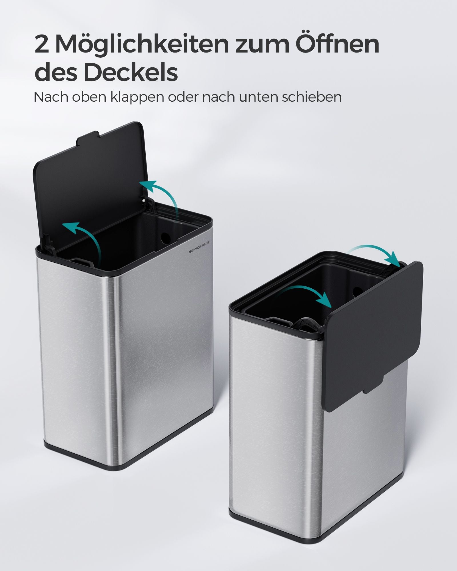 Müllbehälter mit Deckel für organische Abfälle aus Metall