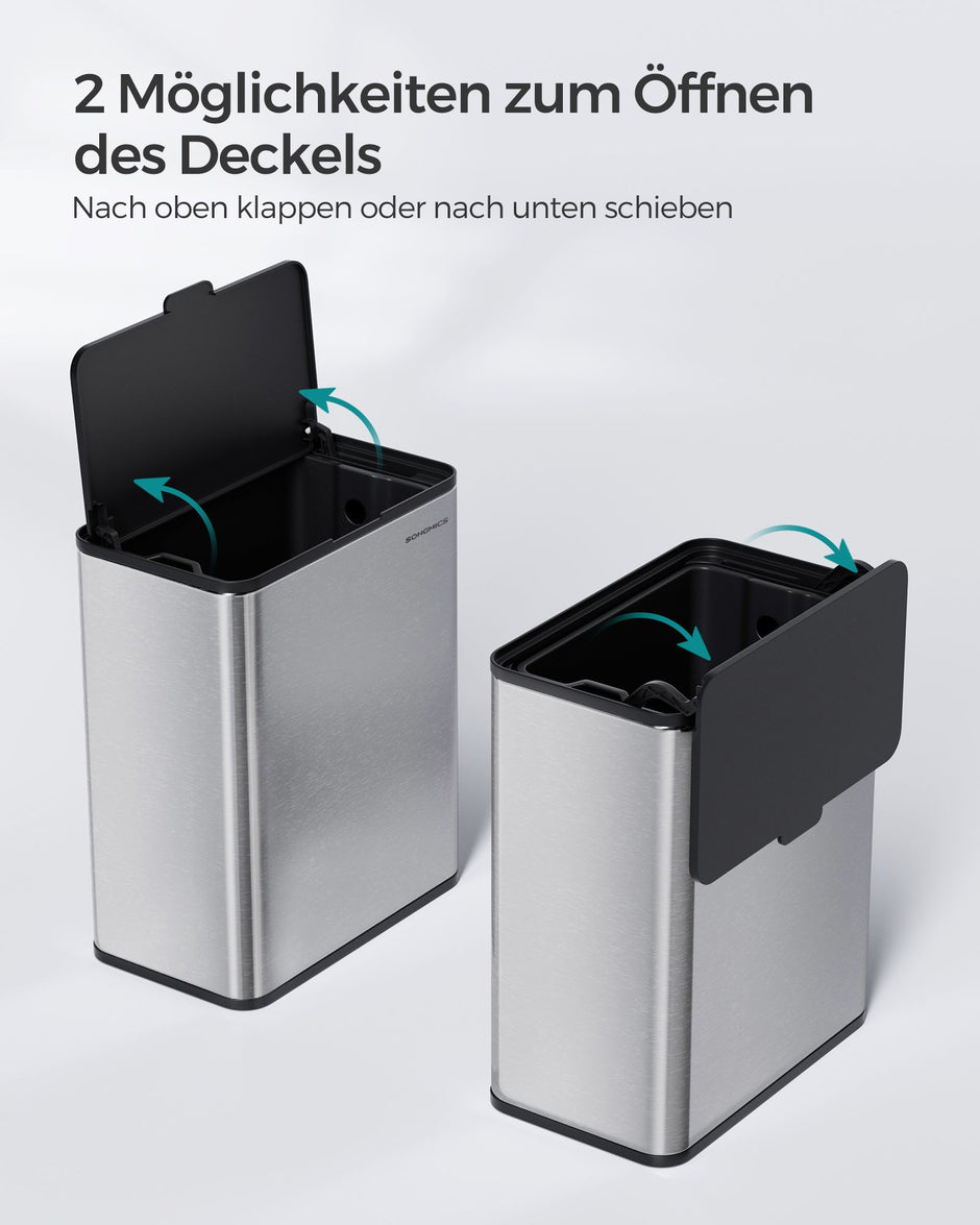 Müllbehälter mit Deckel für organische Abfälle aus Metall