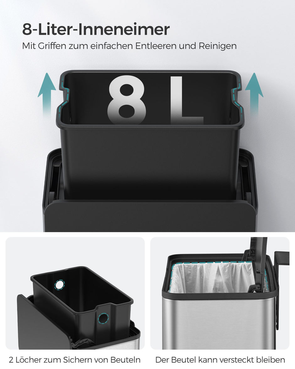 Müllbehälter mit Deckel für organische Abfälle aus Metall