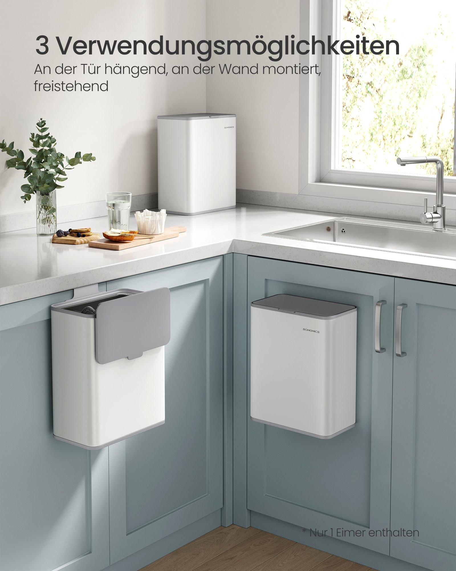 Hängende Müll kann 8 l mit Wollwolldeckel