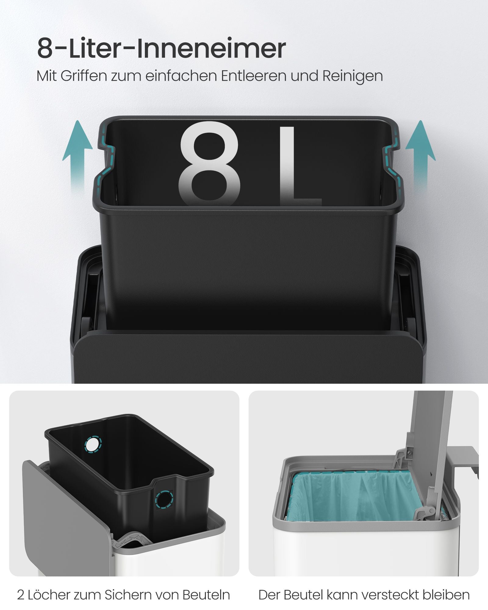 Hängende Müll kann 8 l mit Wollwolldeckel