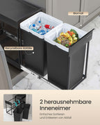 Prullenbak – 2 Compartimenten – Uittrekbaar Afvalscheidingssysteem – Keuken
