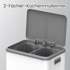 Abfalltrennung - 2 Kompartimente - Recycling - bewölktes Weiß