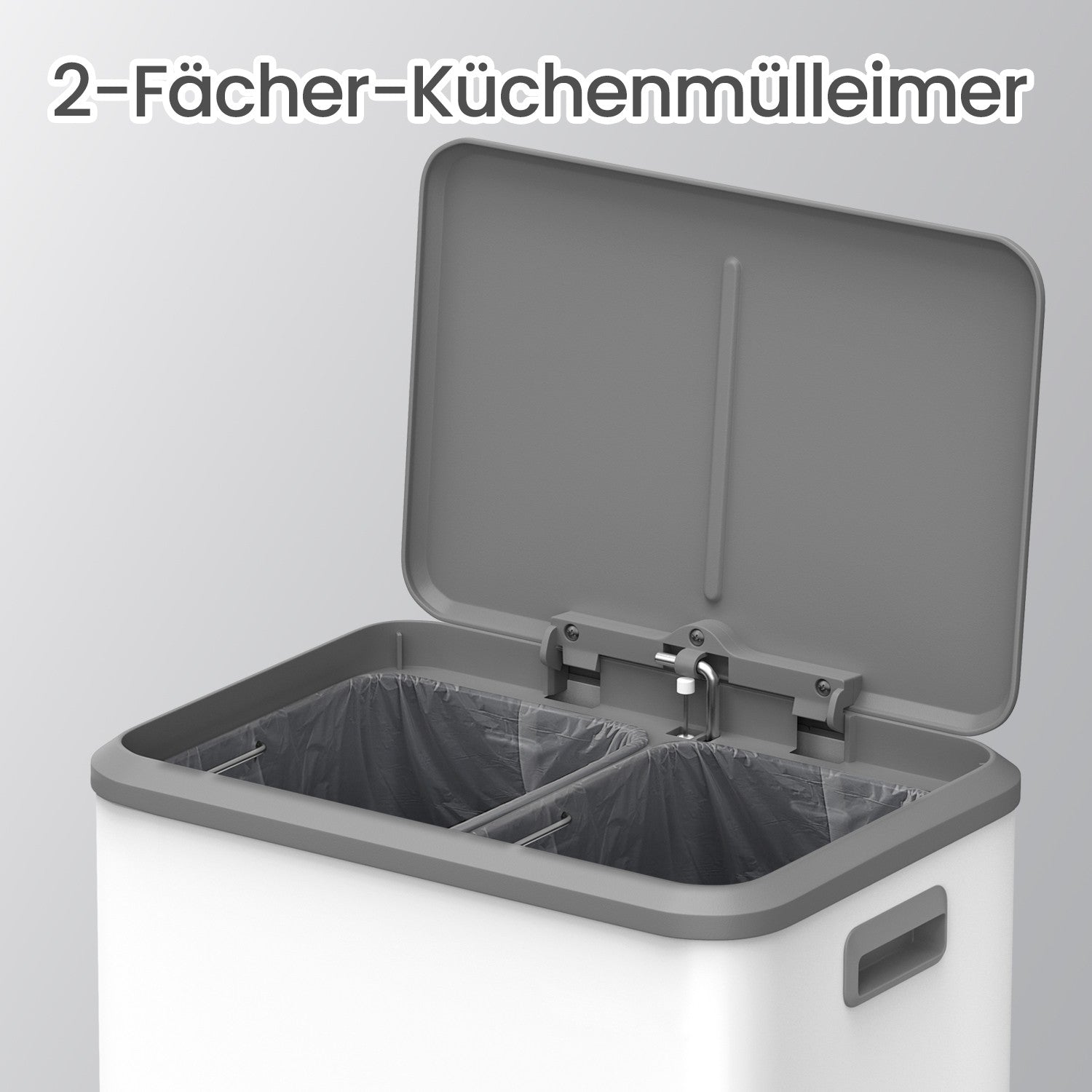 Abfalltrennung - 2 Kompartimente - Recycling - bewölktes Weiß