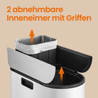 Abfalltrennung - 2 Kompartimente - Wolkiges Weiß - Metallic Silber