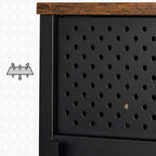 TV -Schrank - TV -Möbel - mit verstellbaren Regalen - aus Metall mit Holzoberteil - 2 Schränken - schwarz