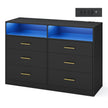 Commode - 6 Lades - Ledverlichting - Met Oplaadstation - Zwart